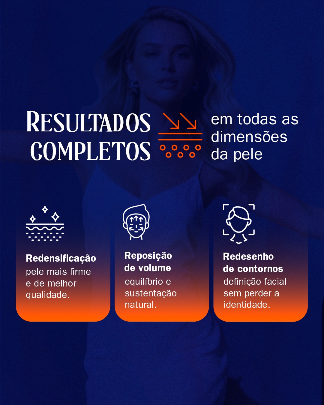 Resultados em todas as dimensões da pele: redensificação, reposição de volume e redesenho de contornos